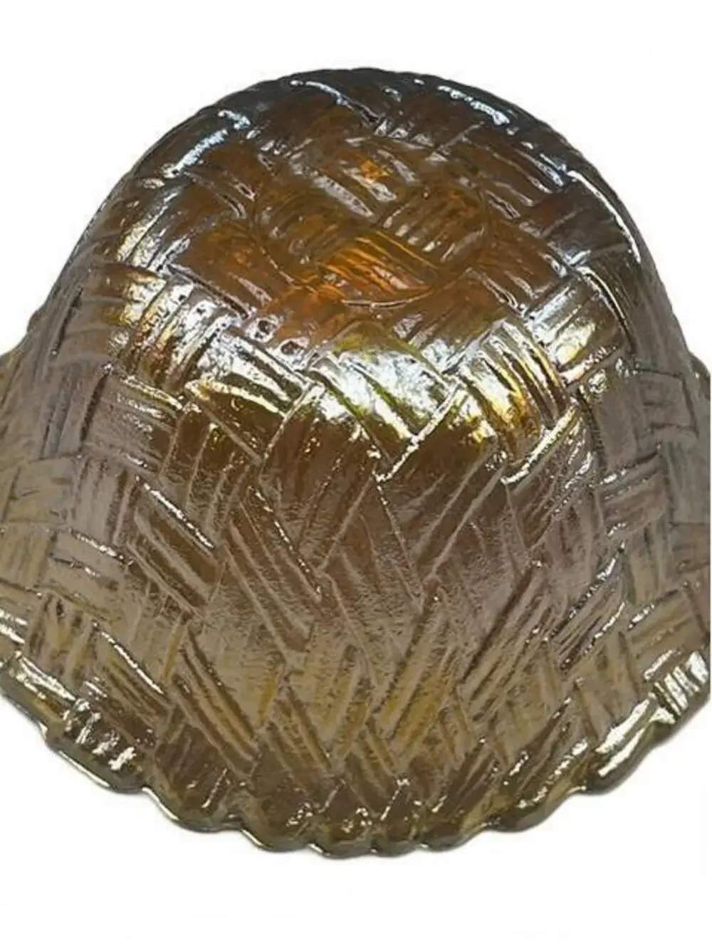 Vintage Indiana Glass Marigold Carnival Glass Basketweave Bowl 2.5